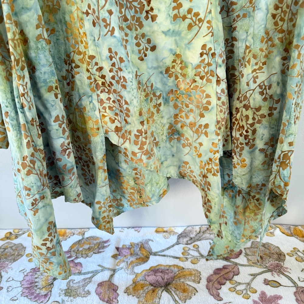 Tienda Ho Tunic Boho Earthy Fairy Hippie Fern Leaf Asymmetrical Hem Blue Green - Picture 8 of 11
